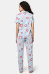 Rosaline Sugar Rush Knit Cotton Pyjama Set - Harbor Blue — thumbnail 3